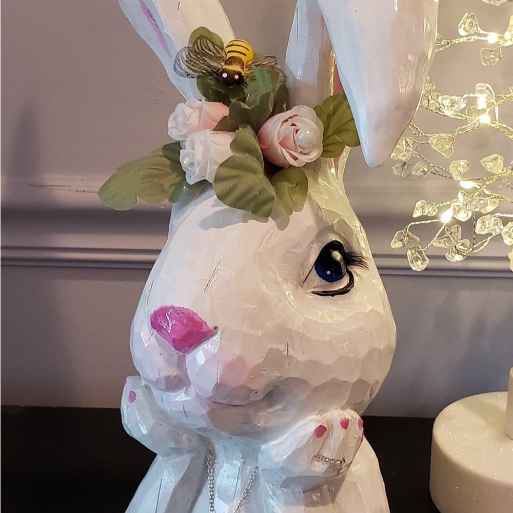 Welcome Spring with Queen Bunny Figurine “hand painted “